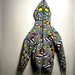 VTG Volcom Trippy Monster Zip Up Jacket Rain Coat Kids small